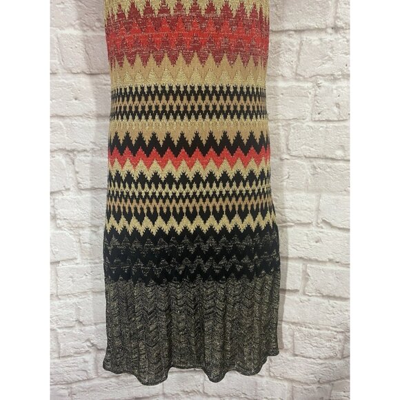 Boston Proper Small Metallic Midi Sweater Dress Stretch Woven Lined Zipper Back - Picture 5 of 10